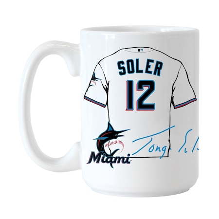Logo Brands Miami Marlins Jorge Soler Jersey 15oz Sublimated Mug 512P-C15M-JS